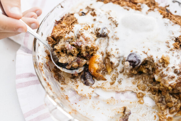 summer stone fruit crisp with cinnamon crumble