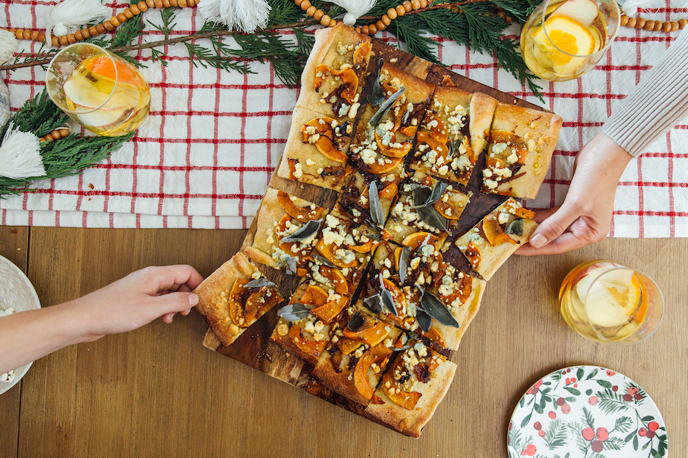 squash, blue cheese and sage flatbread - easy holiday appetizer