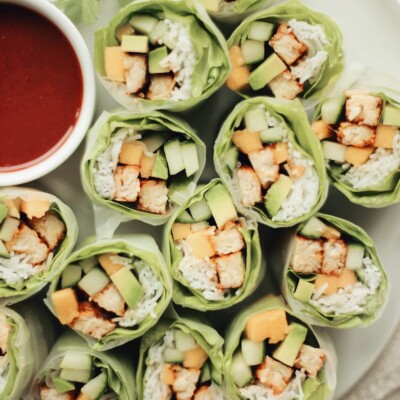 honey sriracha tempeh spring rolls