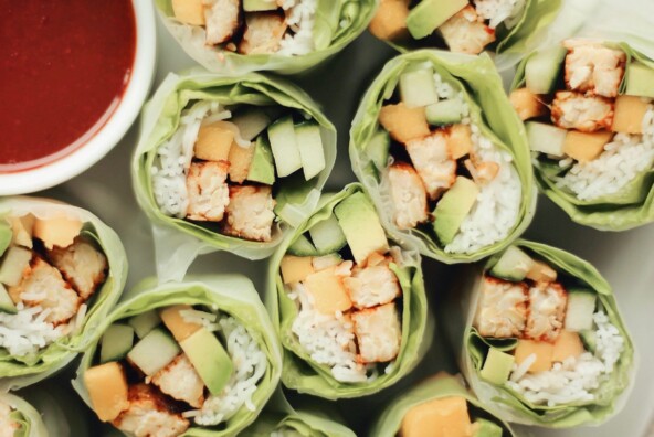 honey sriracha tempeh spring rolls