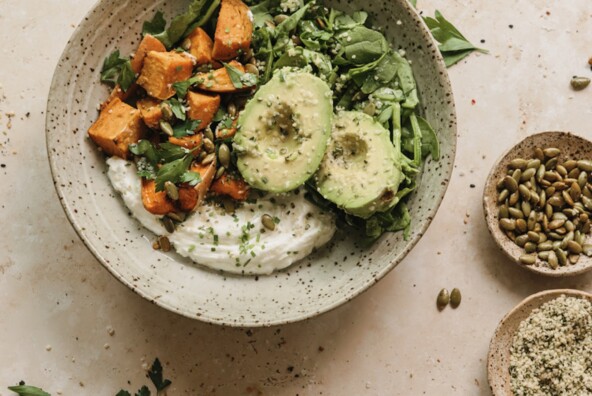 Greek Yogurt & Sweet Potato Savory Breakfast Bowl