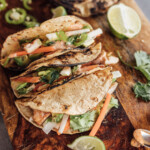 limey chicken tacos assembled