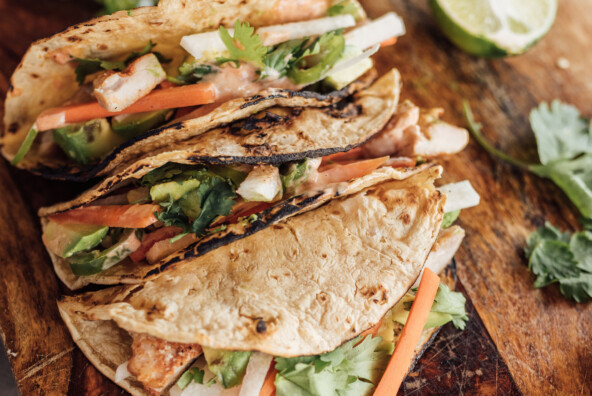 limey chicken tacos assembled
