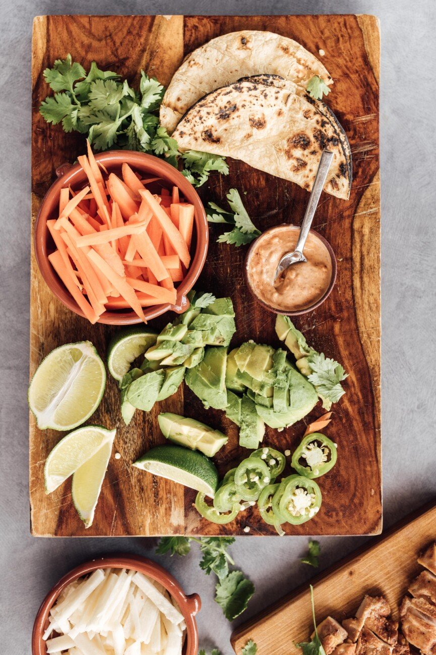 limey chicken tacos ingredients on board
