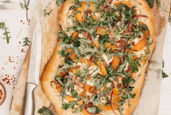 butternut squash flatbread with arugula