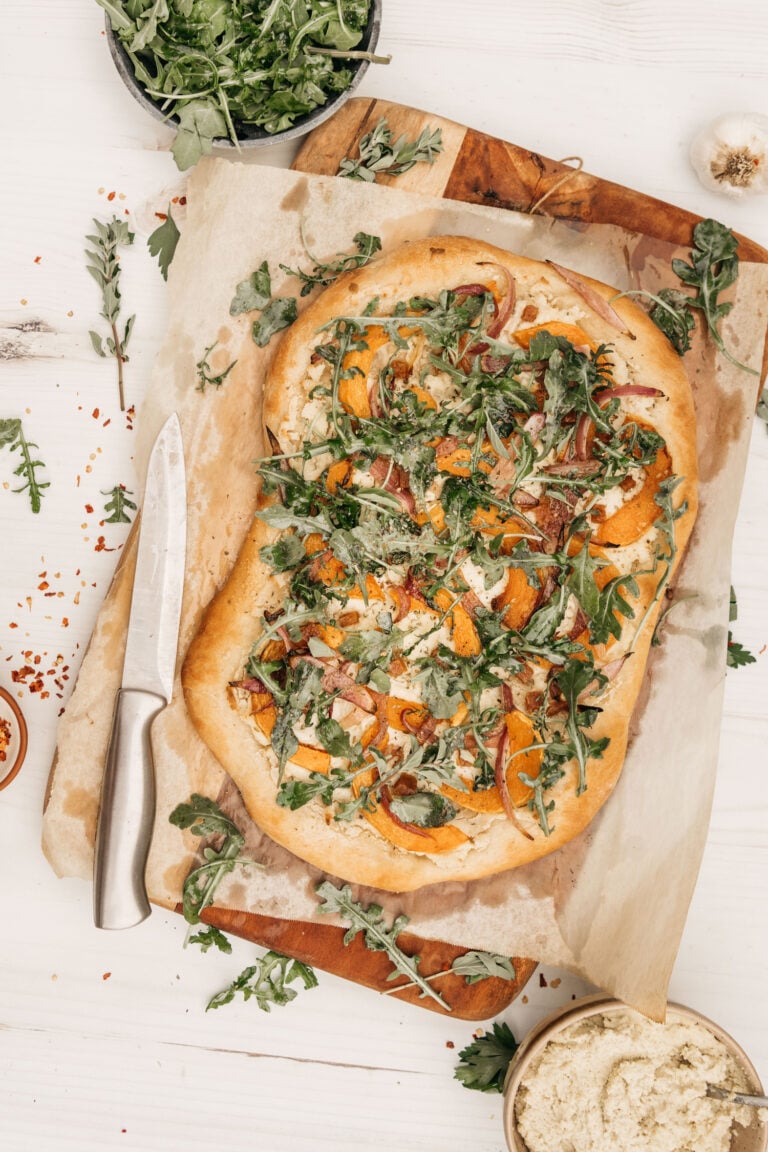butternut squash flatbread with arugula