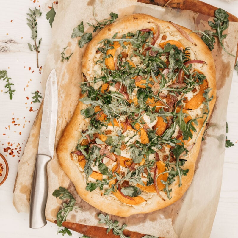butternut squash flatbread with arugula