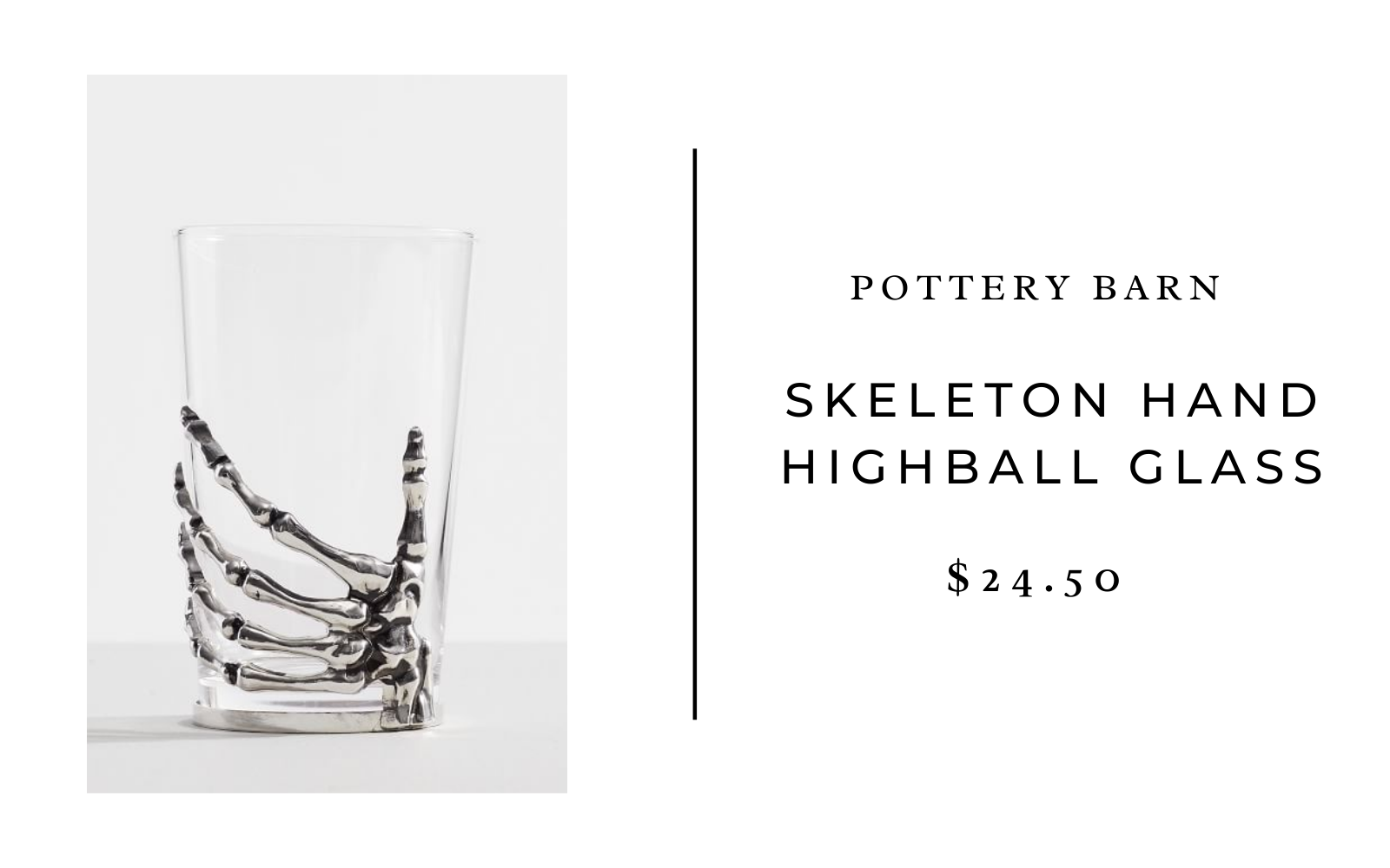 pb skeleton hand highball glass