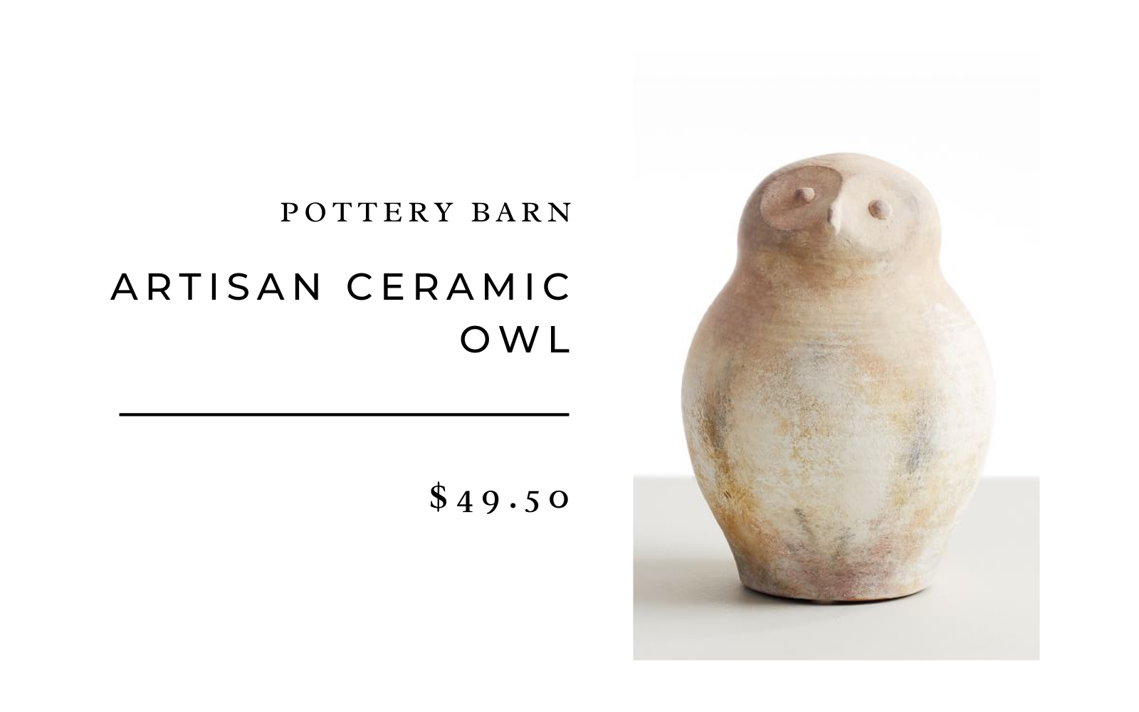 pottery barn ceramic artisan owl