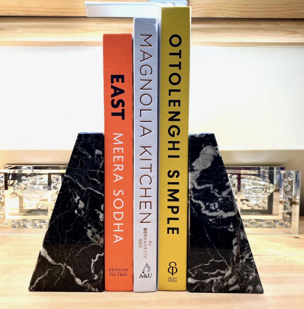 black marble bookends