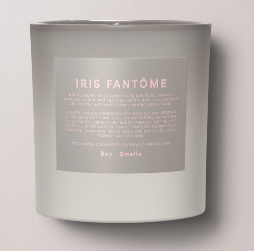 boy smells iris fantome candle