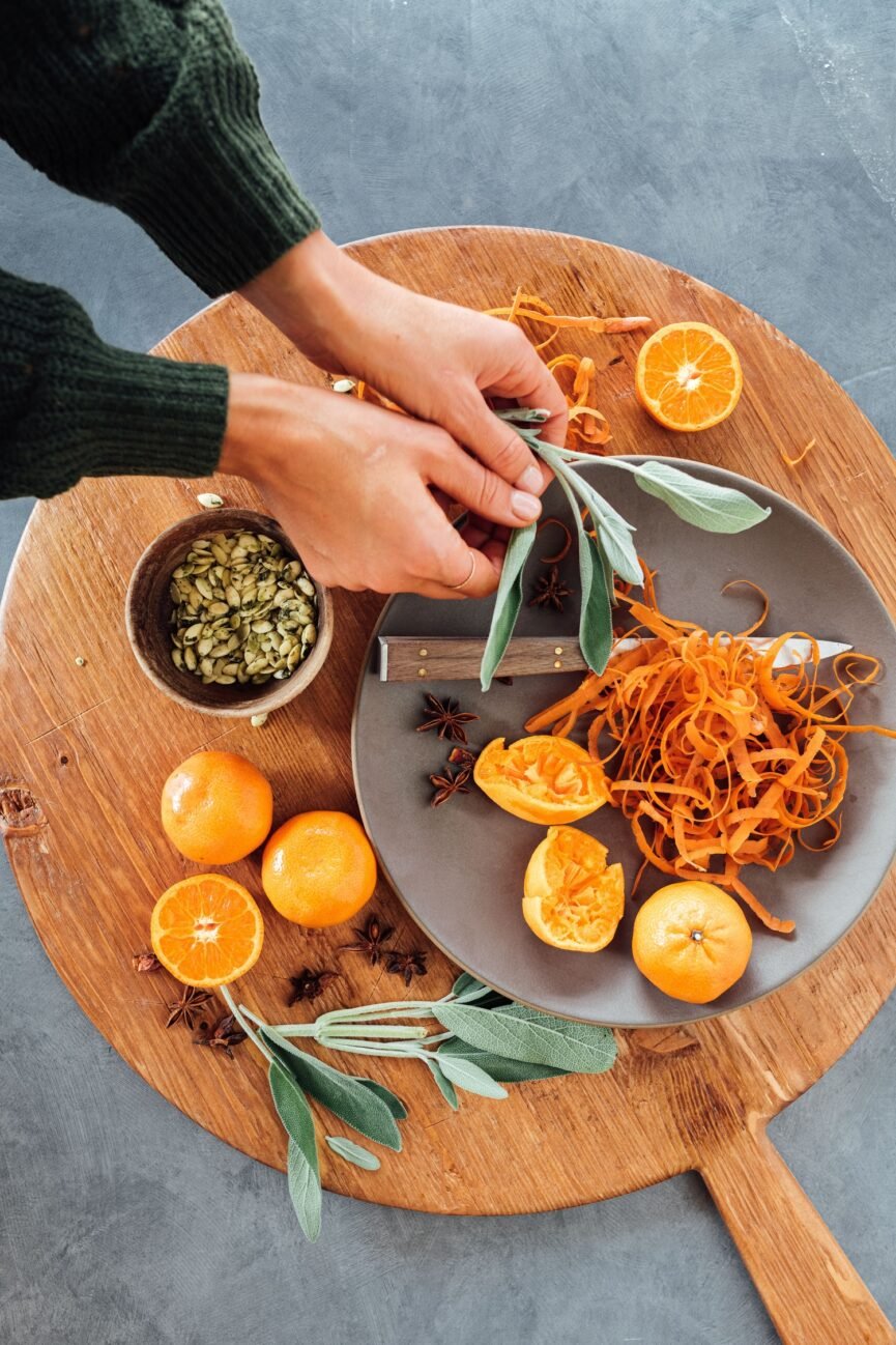 honey roasted carrots with spicy citrus, sage, and pepitas