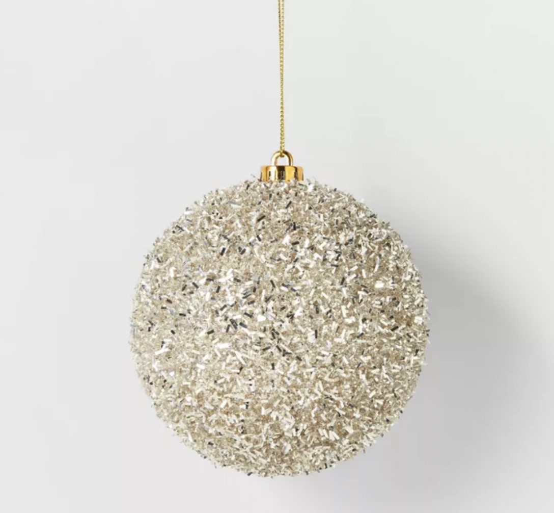 Wondershop Champagne Tinsel Ball Christmas Tree Ornament