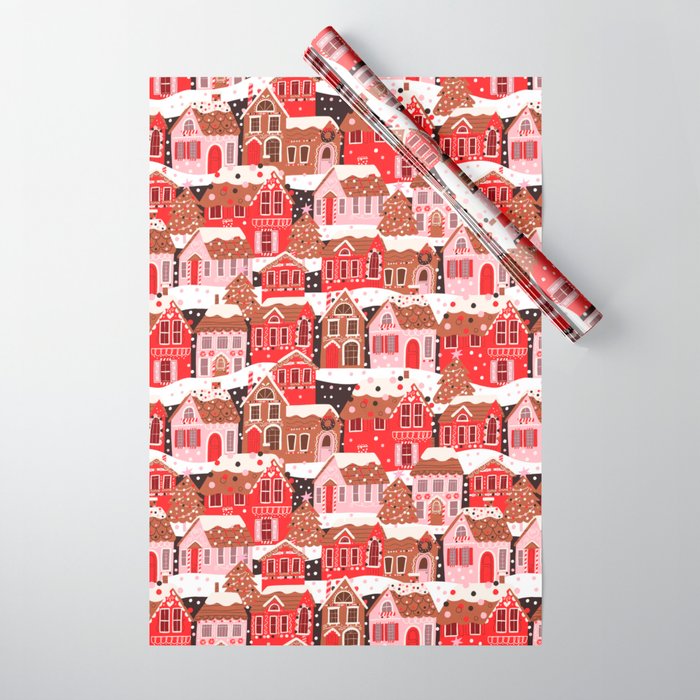Society6 Gingerbread Village Wrapping Paper