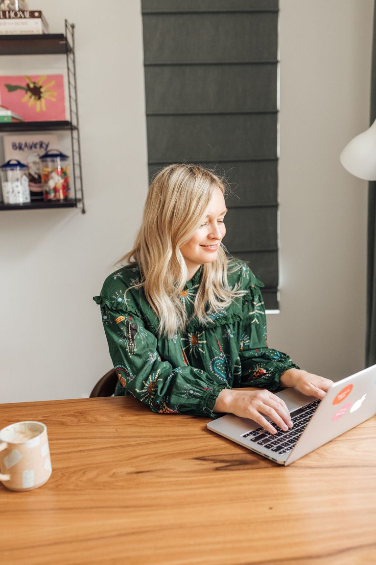 jen pinkston at desk_monthly routine