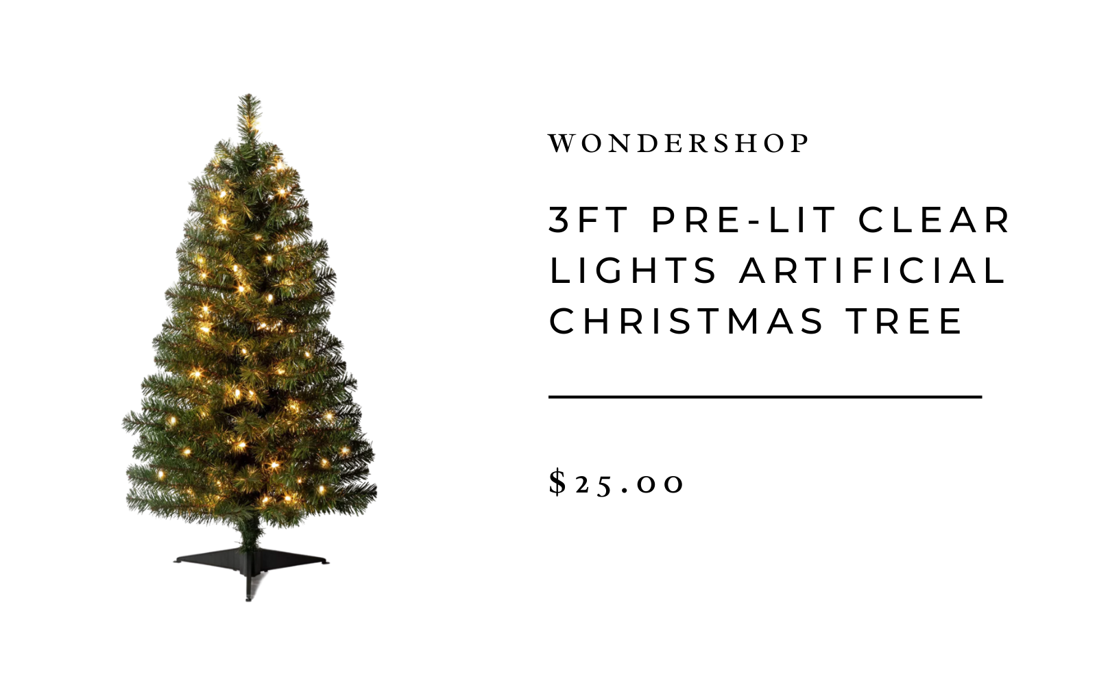 3ft Pre-Lit Clear Lights Artificial Christmas Tree