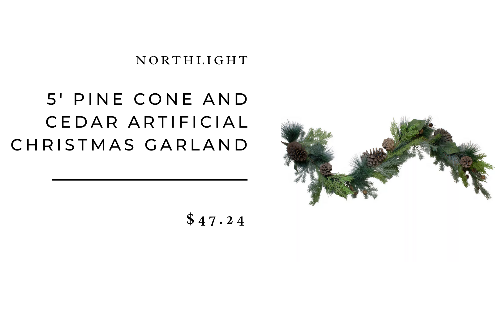 5' Pine Cone and Cedar Artificial Christmas Garland