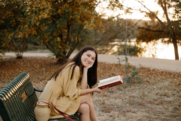 reading a book in the park