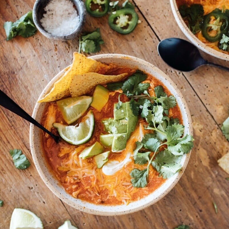 chicken tortilla soup with ingredients