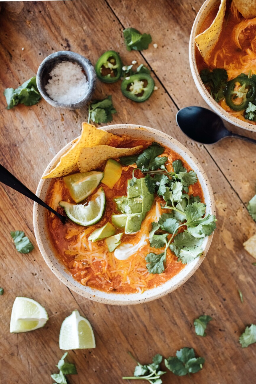 chicken tortilla soup with ingredients