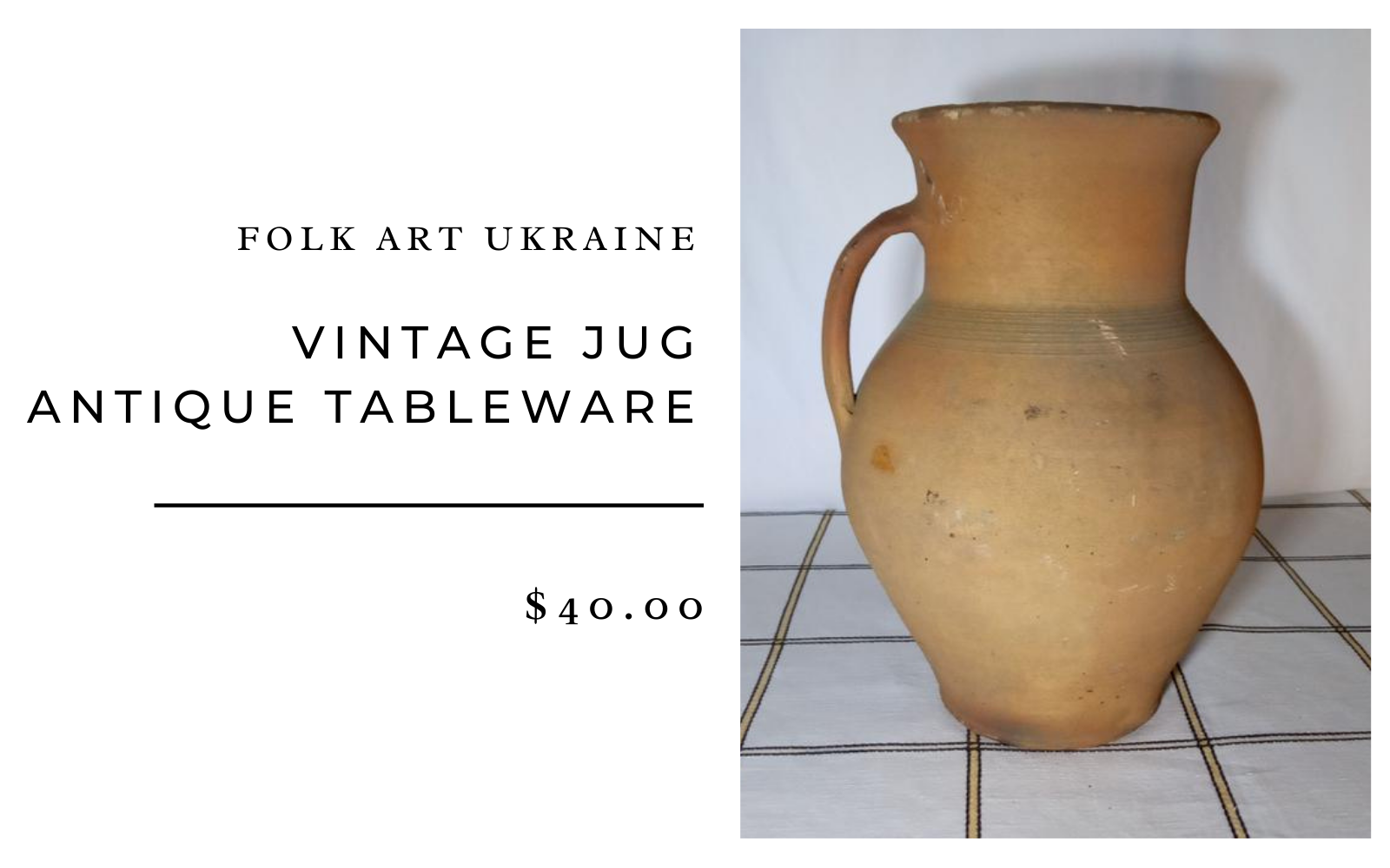 Folk Art Ukraine Vintage Jug Antique Tableware