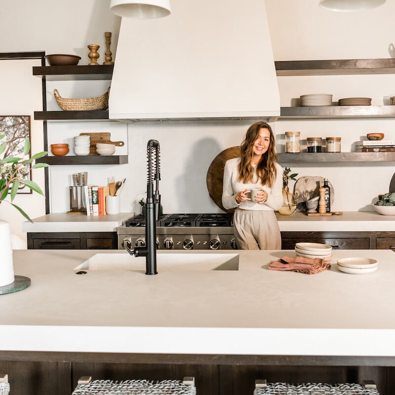 camille styles at home in austin, neutral and white kitchen