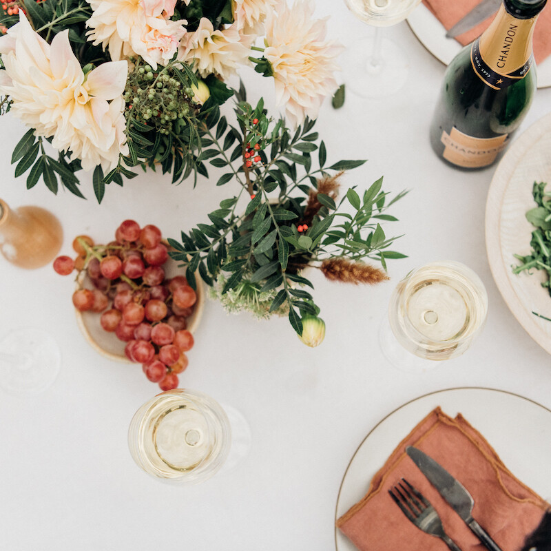brunch table with chandon sparkling wine / champagne