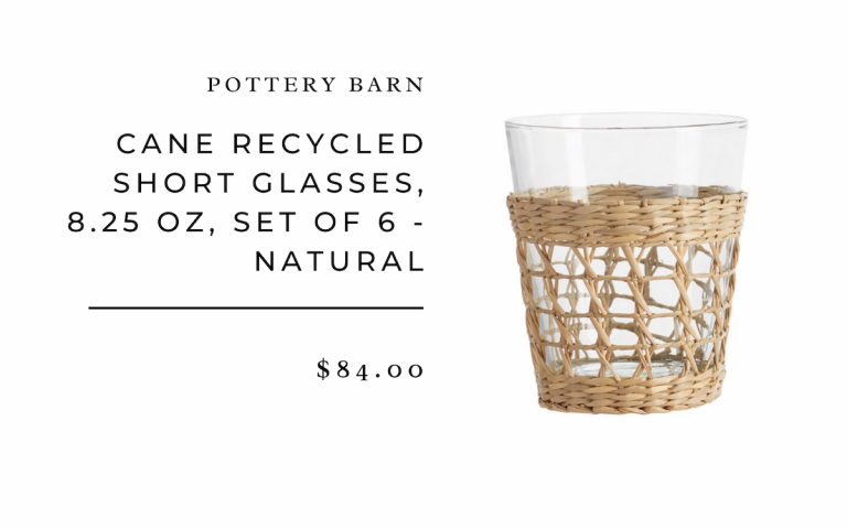 Pottery Barn Cane Recycled Short Glasses, 8.25 oz, Set of 6 - Natural