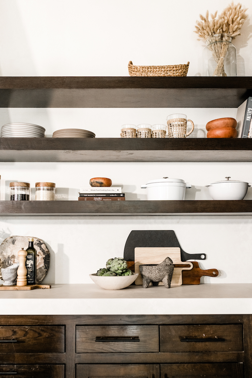 camille styles kitchen makeover on a budget - open shelving