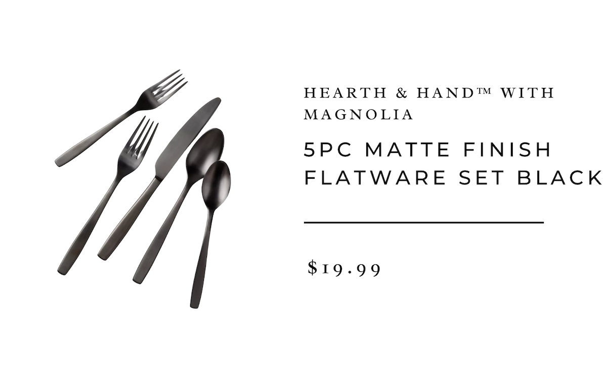 5pc Matte Finish Flatware Set Black - Hearth & Hand™ with Magnolia