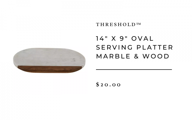 14" x 9" Oval Serving Platter Marble & Wood - Threshold™