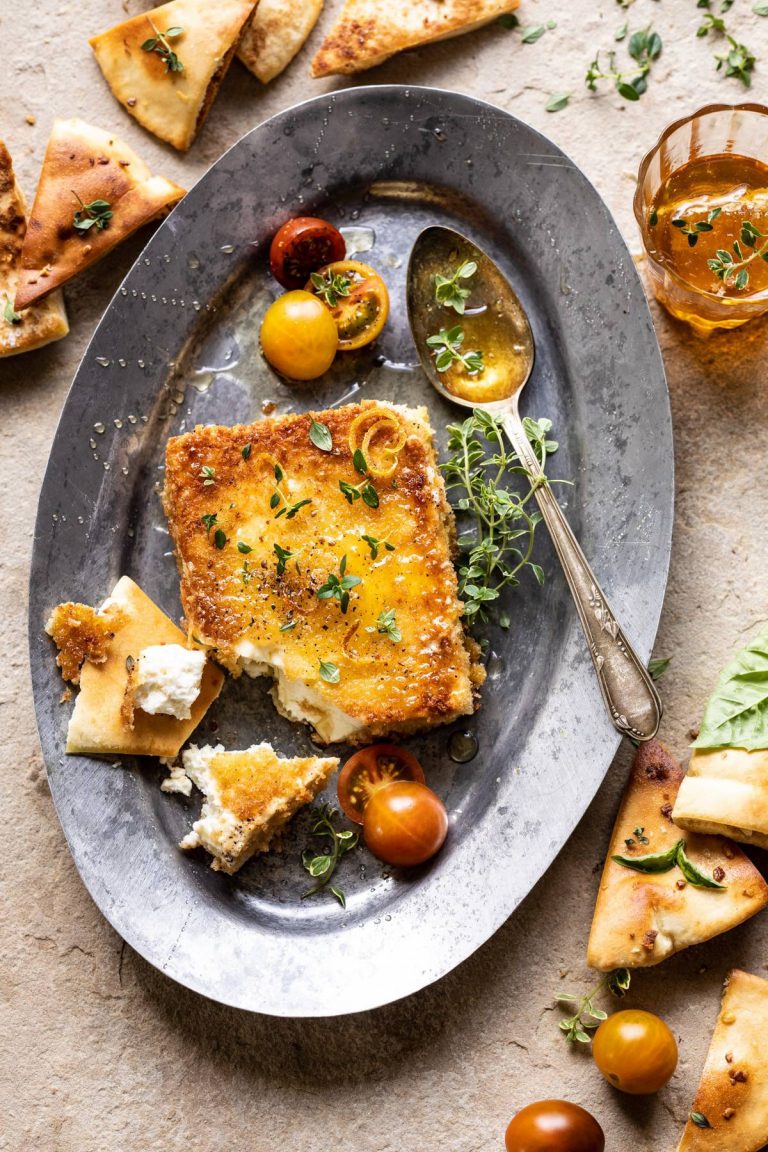 pan-fried feta with peppered honey half baked harvest