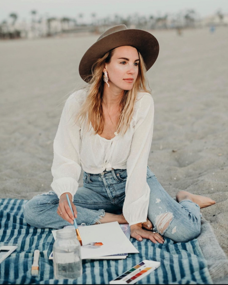 Jessie De Lowe Painting Art on the Beach