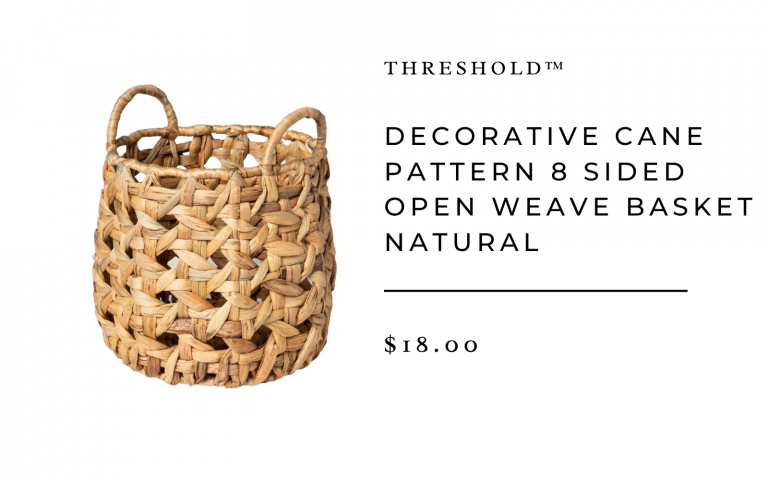  Decorative Cane Pattern 8 Sided Open Weave Basket Natural - Threshold™
