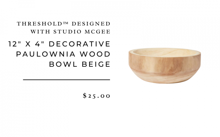 12" x 4" Decorative Paulownia Wood Bowl Beige - Threshold™ designed with Studio McGee 