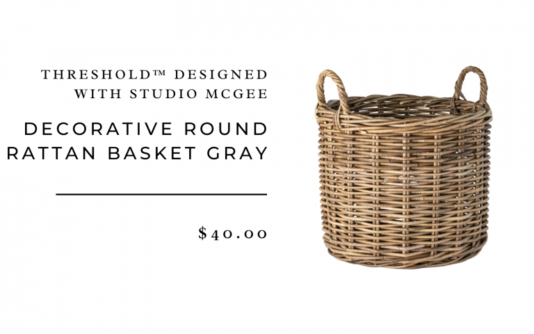 Decorative Round Rattan Basket Gray - Threshold™ designed with Studio McGee