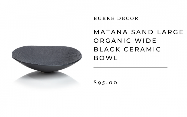 Matana Sand Large Organic Wide Black Ceramic Bowl