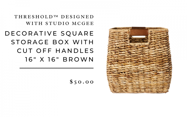 Decorative Square Storage Box with Cut Off Handles 16" x 16" Brown - Threshold™ designed with Studio McGee