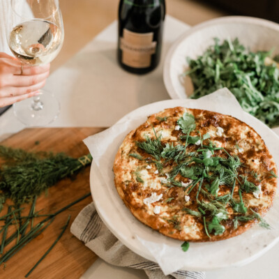 how to make a frittata - red pepper, spinach and goat cheese