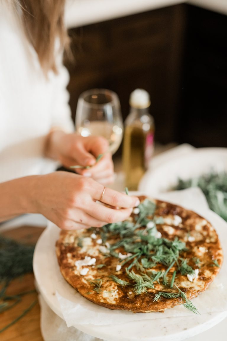 how to make a frittata - red pepper, spinach and goat cheese