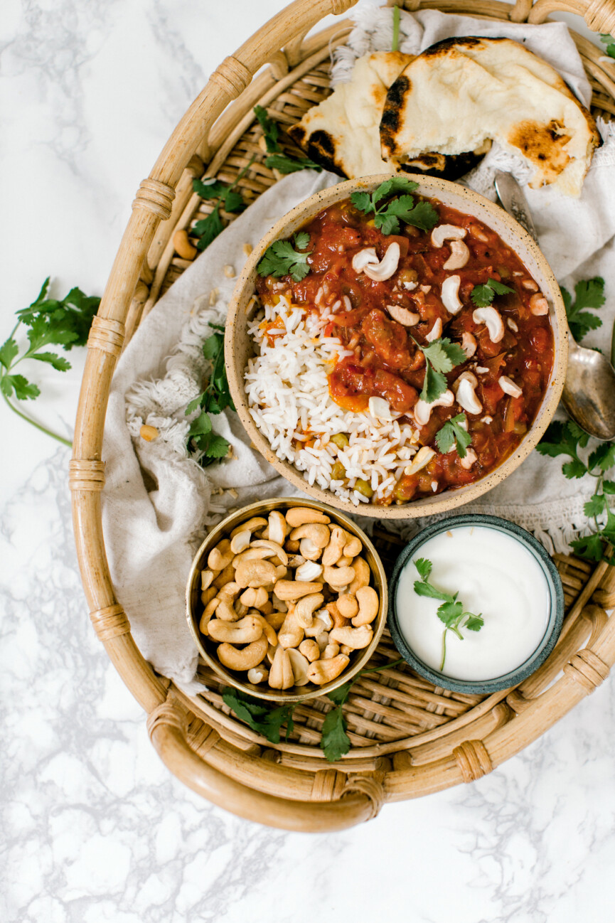 slow cooker tikka masala assembled