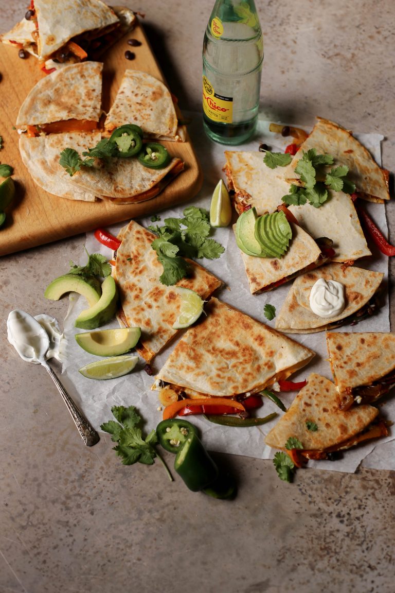 easy cheesy masala vegetable quesadillas