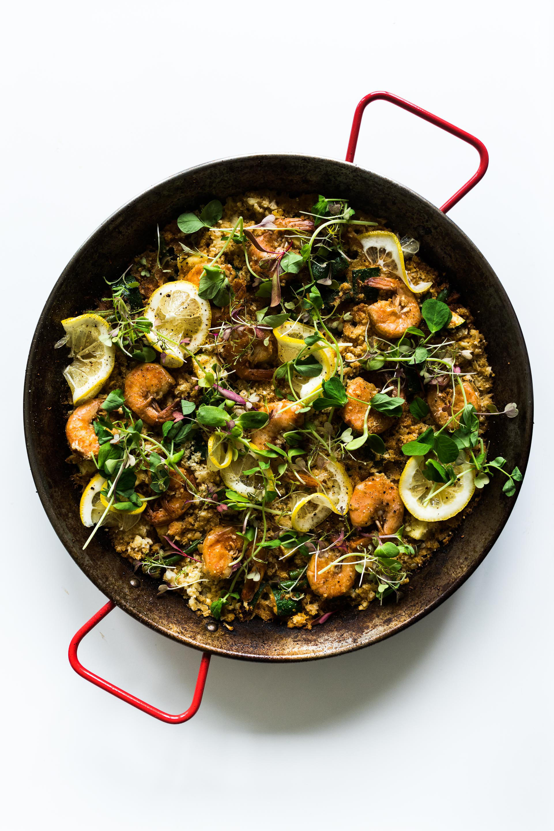 shrimp and veggie paella cauliflower rice recipe