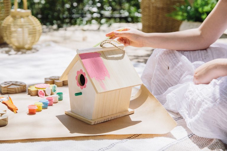 Kids Crafts for Easter - Spring Wooden Birdhouse to Paint