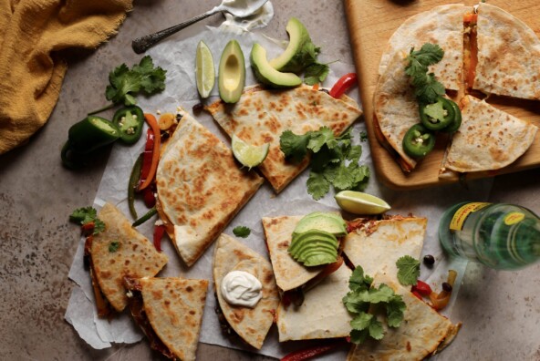 easy cheesy masala vegetable quesadillas