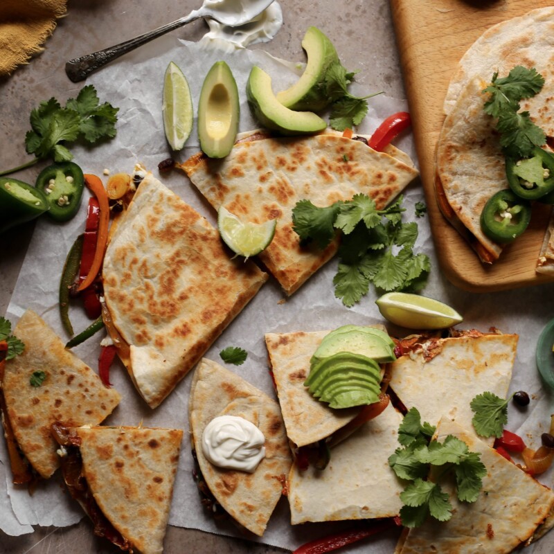 easy cheesy masala vegetable quesadillas