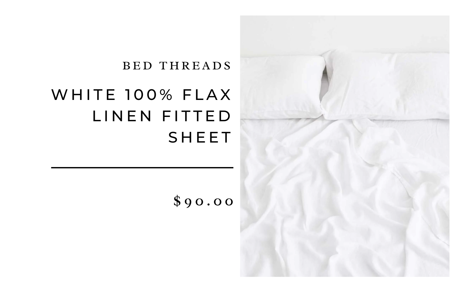 Bed Threads White 100% Flax Linen Fitted Sheet