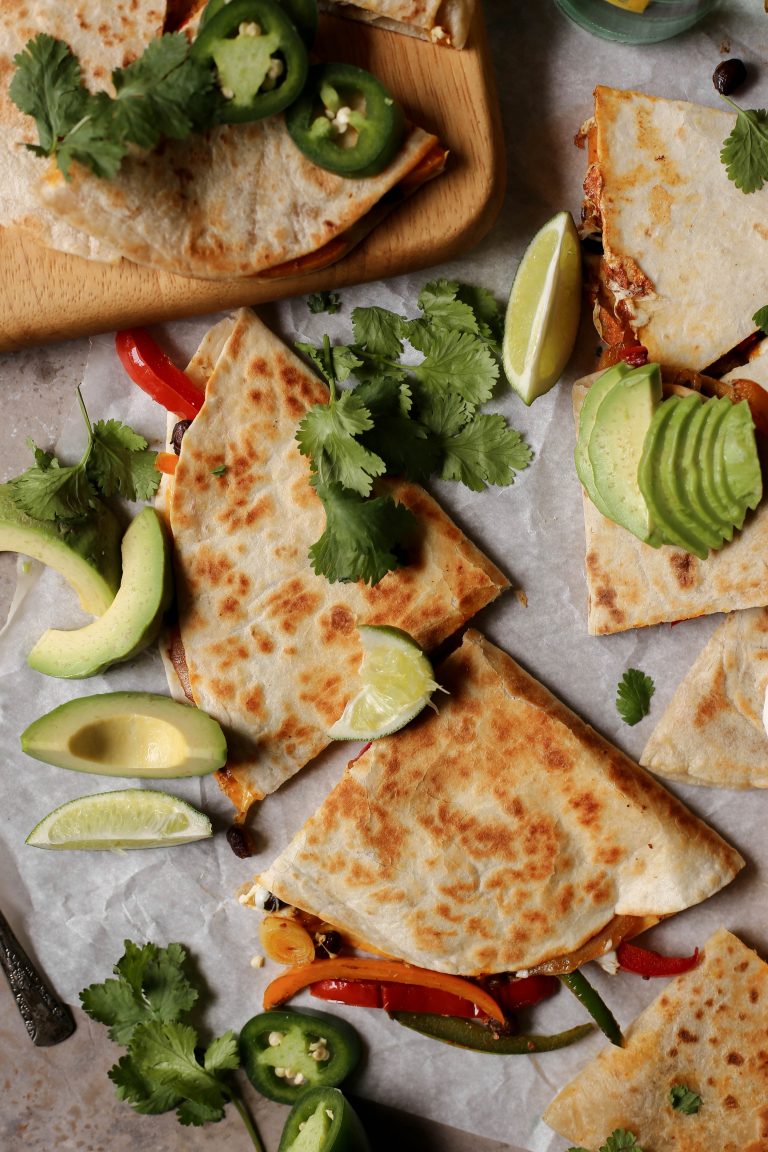 easy cheesy masala vegetable quesadillas