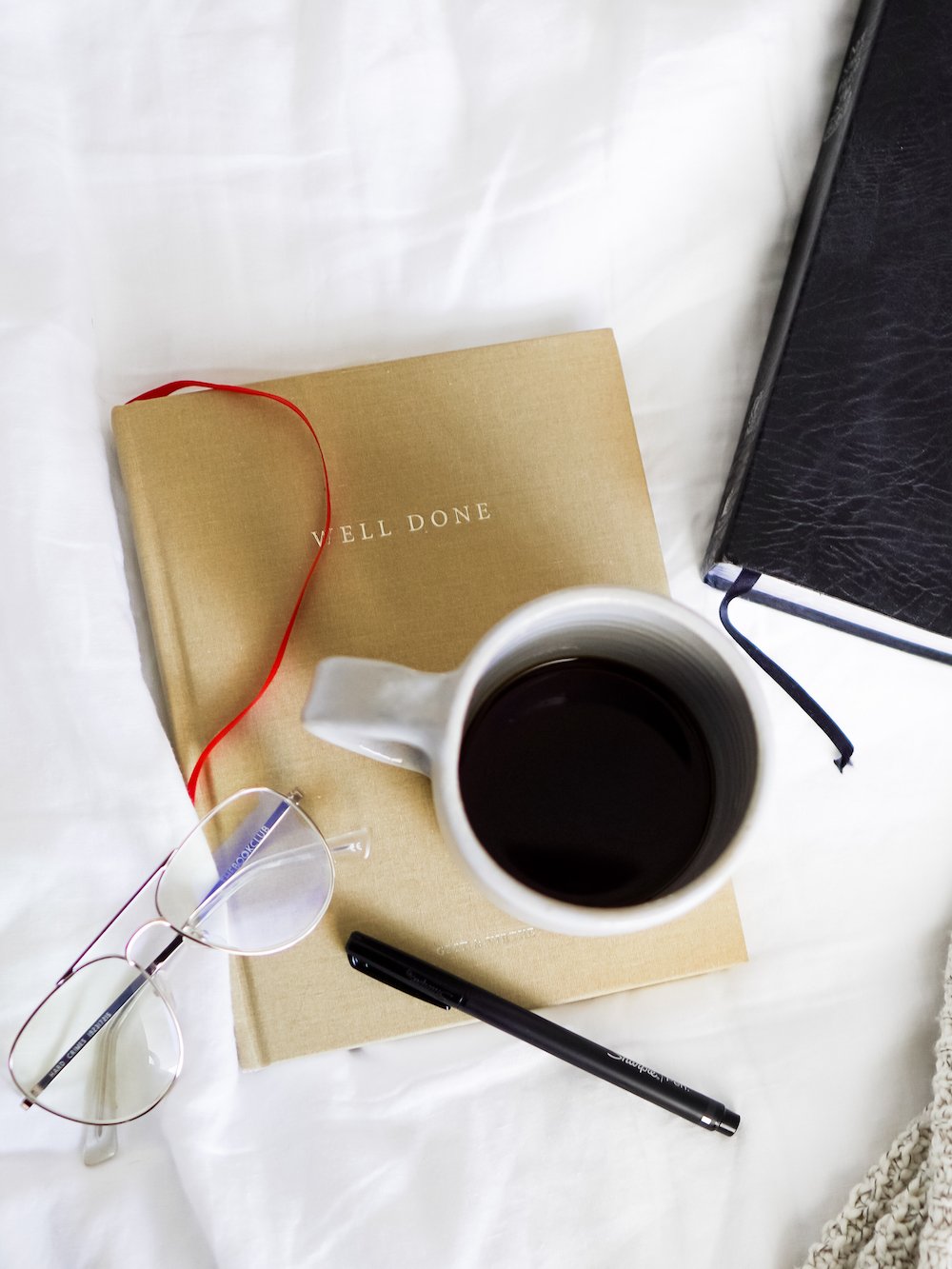 Anna Mae Groves, Stylemakers, coffee, notebook, morning, journaling, glasses - Brandy Joy Smith reading - how to set boundaries