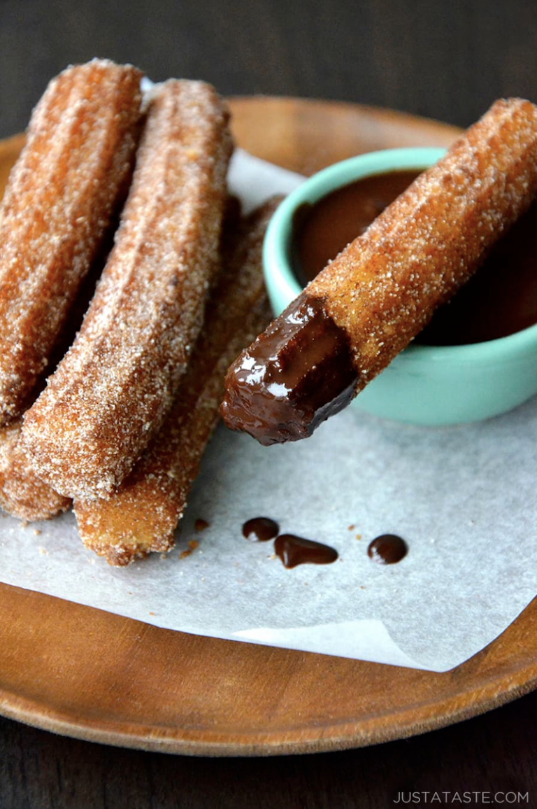 Just a Taste Easy Homemade Churros with Chocolate Sauce